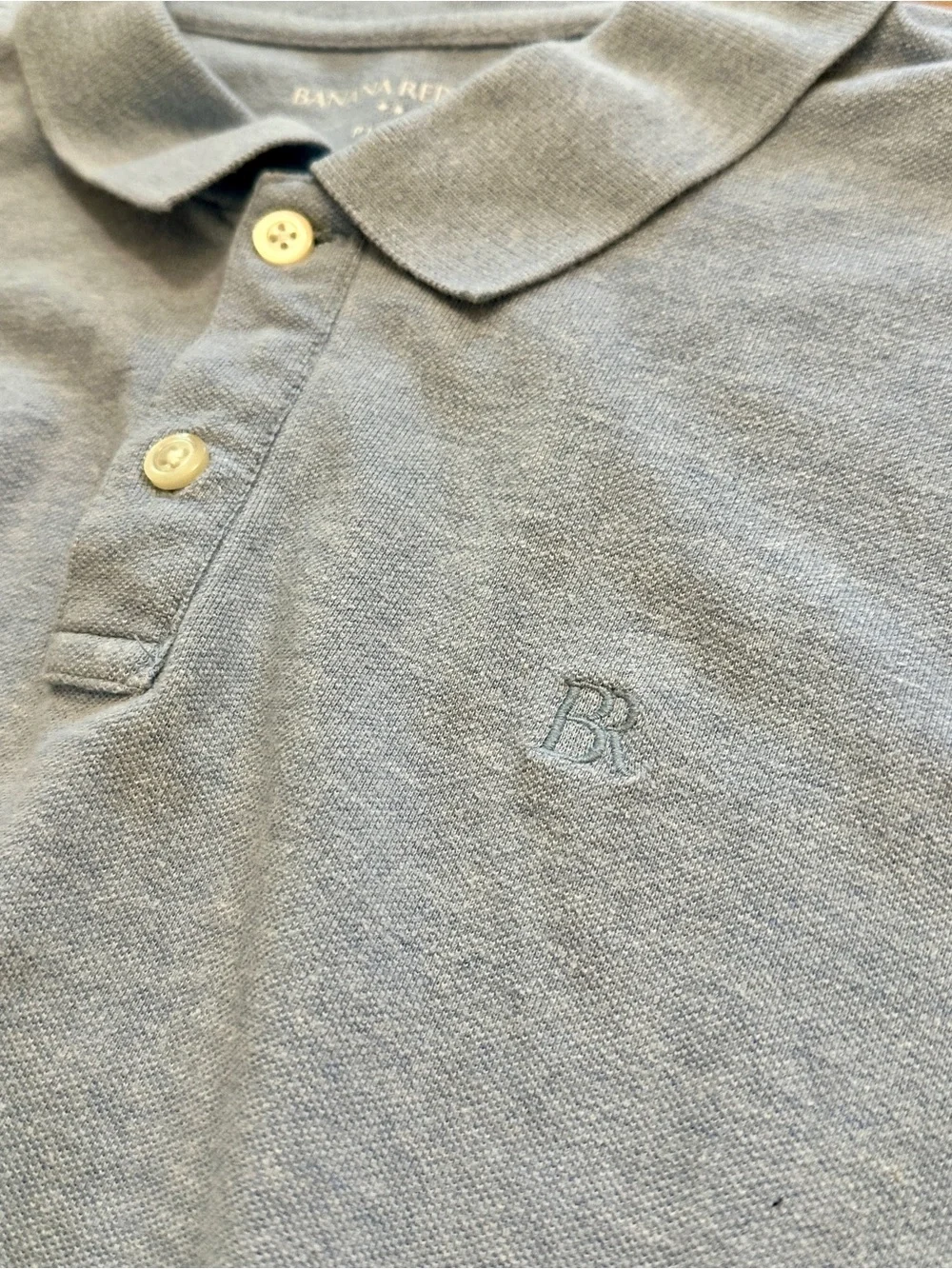 Banana Republic Men's Pique Polo Shirts - Light Blue and Brown